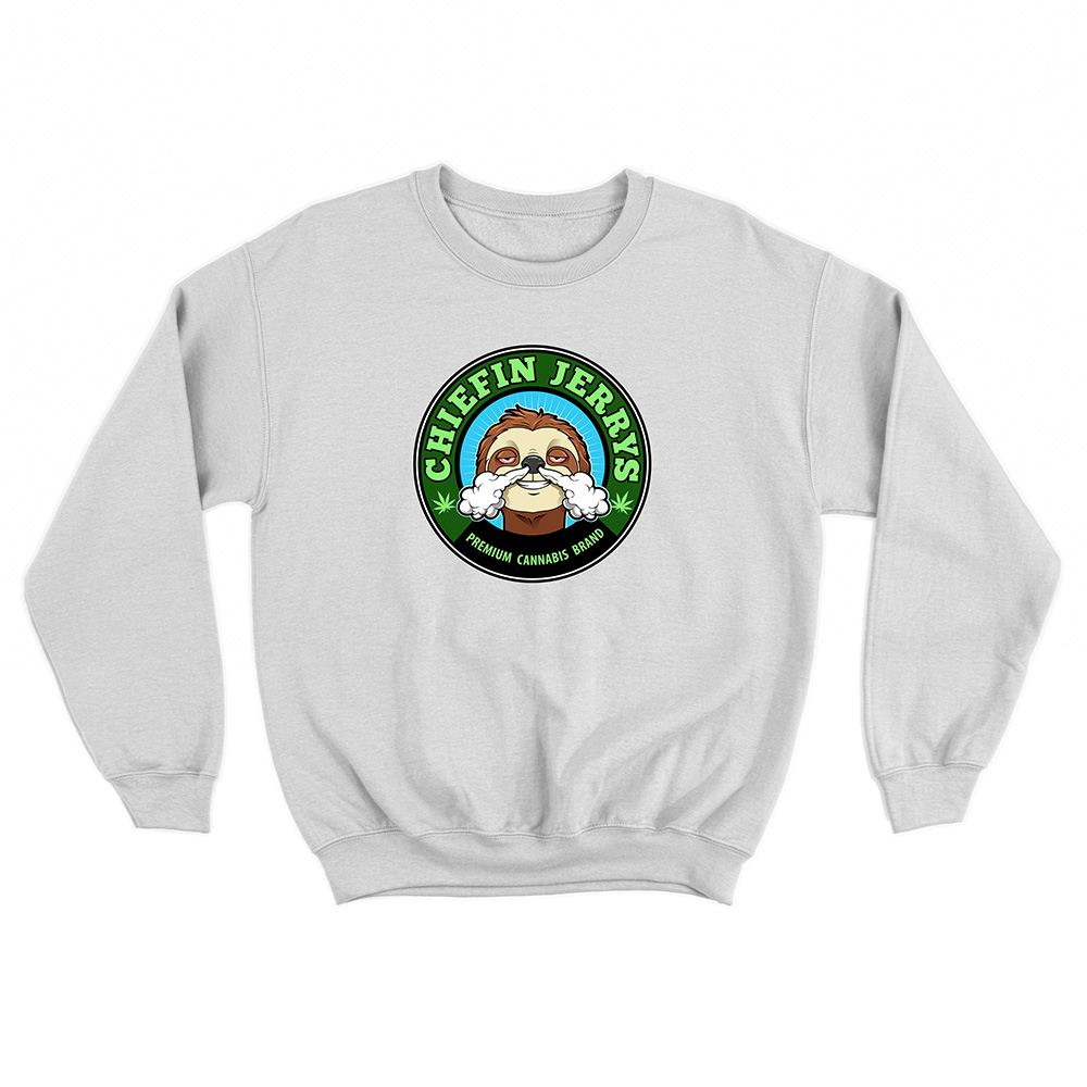 Jerry wearing the Sloth Crewneck